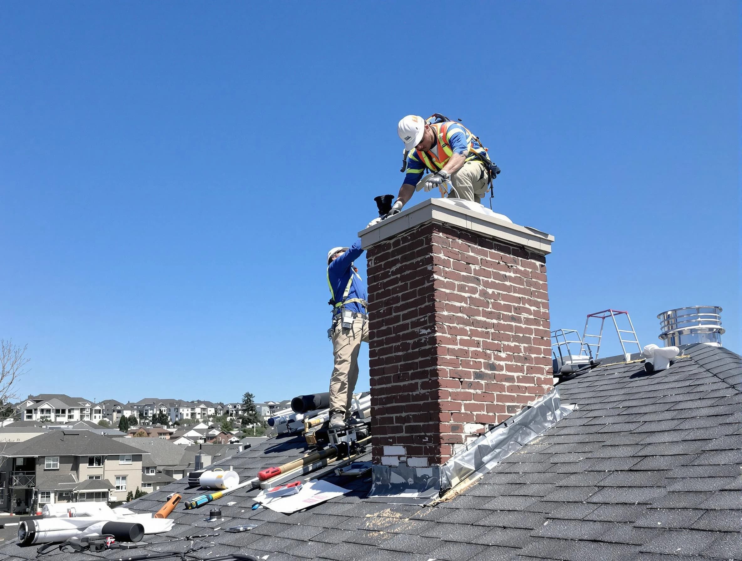 Richmond Chimney Sweep repairing a chimney crown in Richmond, VA