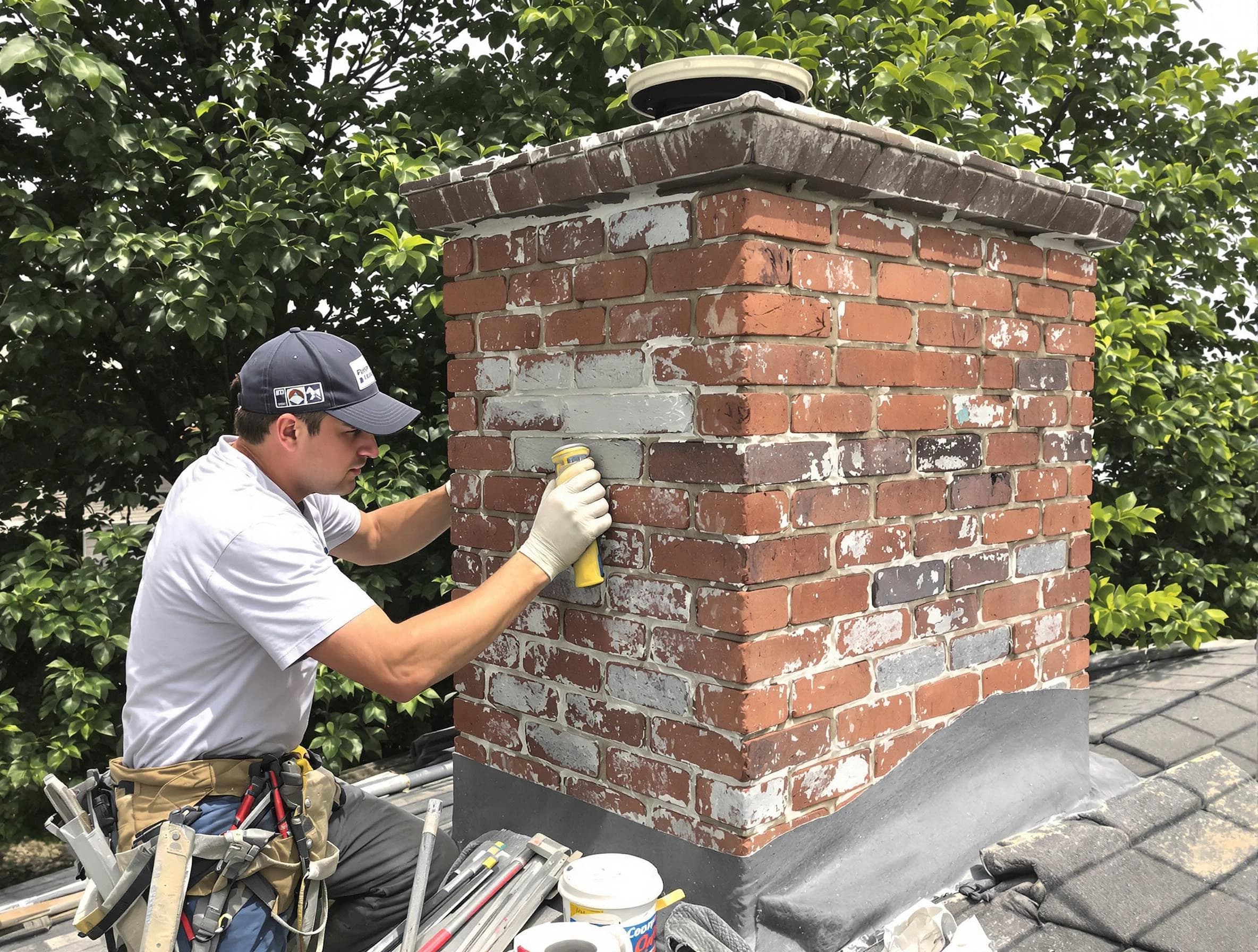 Richmond Chimney Sweep restoring an aging chimney in Richmond, VA