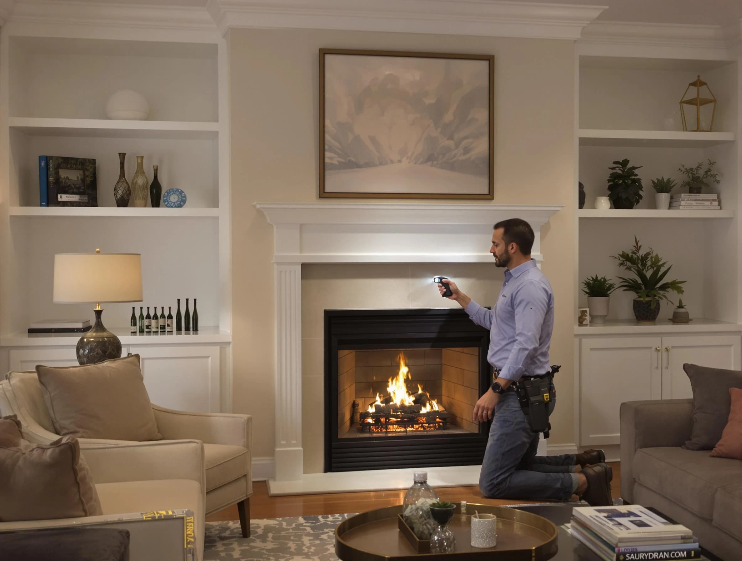 Richmond Chimney Sweep conducting a fireplace safety inspection in Richmond, VA