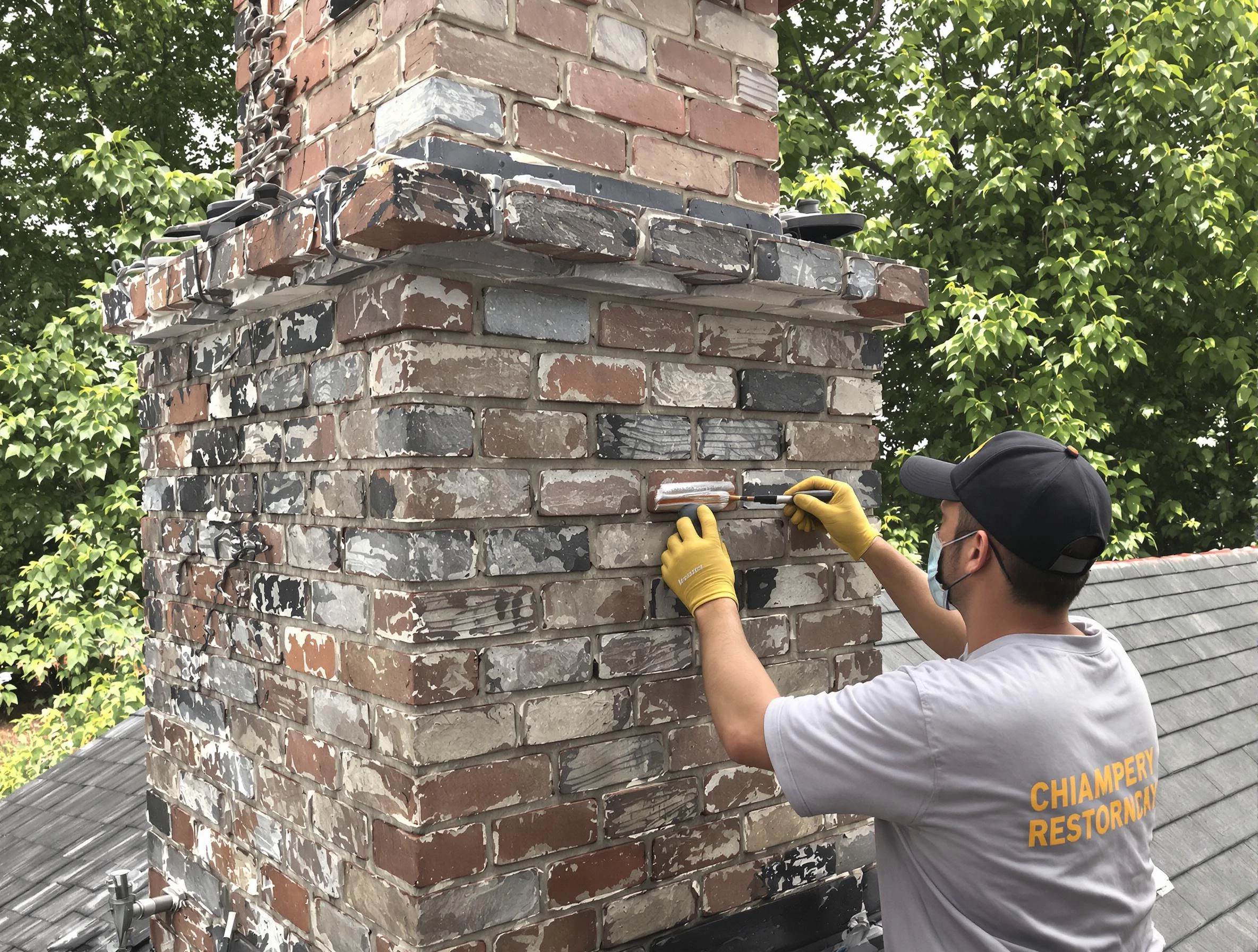 In-progress chimney restoration by Richmond Chimney Sweep in Richmond, VA