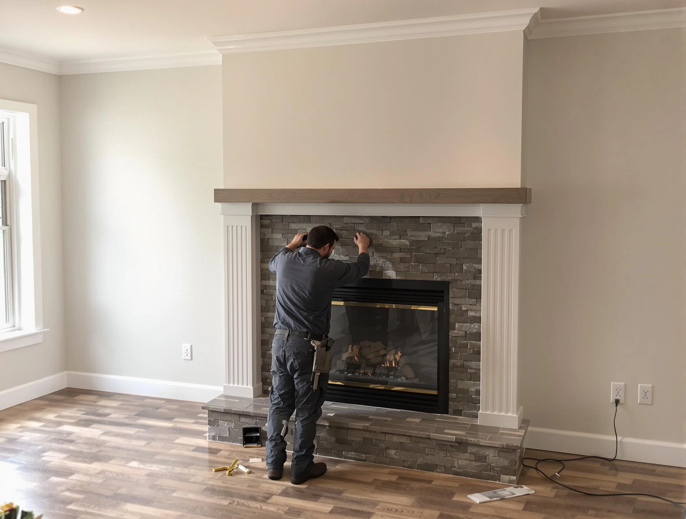 Richmond Chimney Sweep finishing a custom fireplace install in Richmond, VA